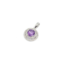 Load image into Gallery viewer, Round Amethyst Celeste 14k White Gold with Diamond | Ocampo&#39;s Fine Jewellery

