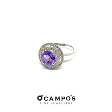 Load image into Gallery viewer, Round Amethyst Celeste 14k White Gold with Diamond | Ocampo&#39;s Fine Jewellery
