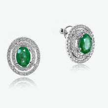 Load image into Gallery viewer, Emerald Celeste 14k White Gold Diamond Stud Earrings | Ocampo&#39;s Fine Jewellery
