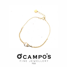 Load image into Gallery viewer, OCAMPOS FINE JEWELLERY CORAL BRACELET 14K YELLOW GOLD HEART/KEY &amp;BALL
