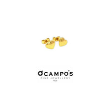 Load image into Gallery viewer, OCAMPOS FINE JEWELLERY LOVE STUD EARRINGS  14K YELLOW GOLD SM. HEART PLAIN DS.
