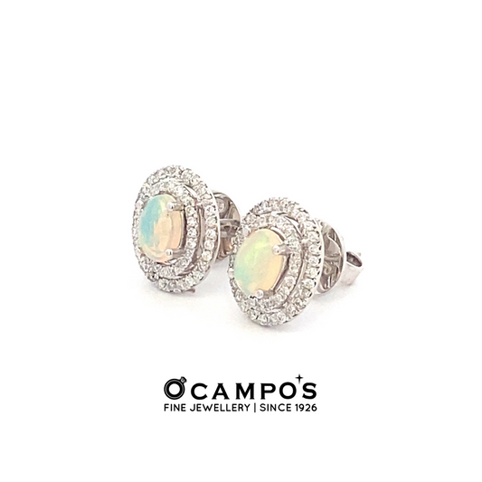 Levie Halo Opal Earrings