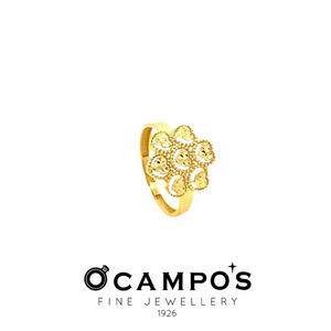 OCAMPOS FINE JEWELLERY FELICIA RING 18K YELLOW GOLD FLOWER HEART DCUT DS