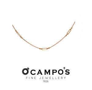 OCAMPOS FINE JEWELLERY ALEIA NECKLACE 14K YELLOW GOLD ROLO CHAIN W/ PAPER CLIP