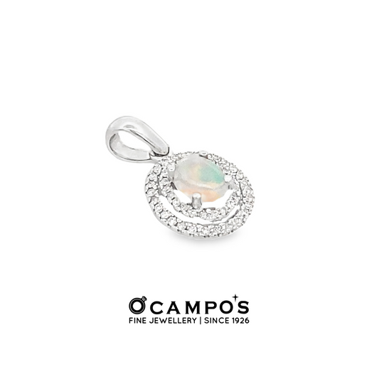 Levie Halo Opal Pendant