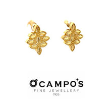 Load image into Gallery viewer, OCAMPOS FINE JEWELLERY CASSANDRA STUD EARRINGS  18K YELLOW GOLD GEOMETRIC SHAPE DCUT DS.
