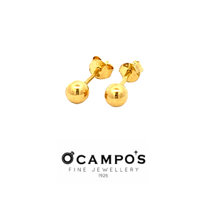 OCAMPOS FINE JEWELLERY MARIA STUD EARRINGS  18K YELLOW GOLD BALLS PLAIN (SOLD PER PIECE)