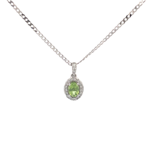 Load image into Gallery viewer, OCAMPOS FINE JEWELLERY 14K WHITE GOLD OVAL PERIDOT WITH DIAMONDS PENDANTS
