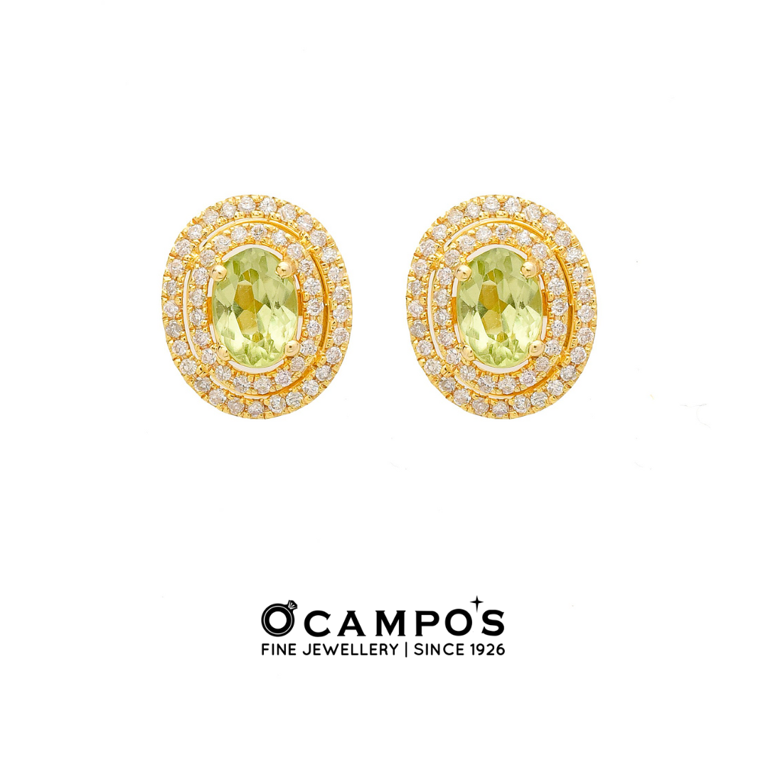 Peridot Celeste Earrings - Yellow Gold