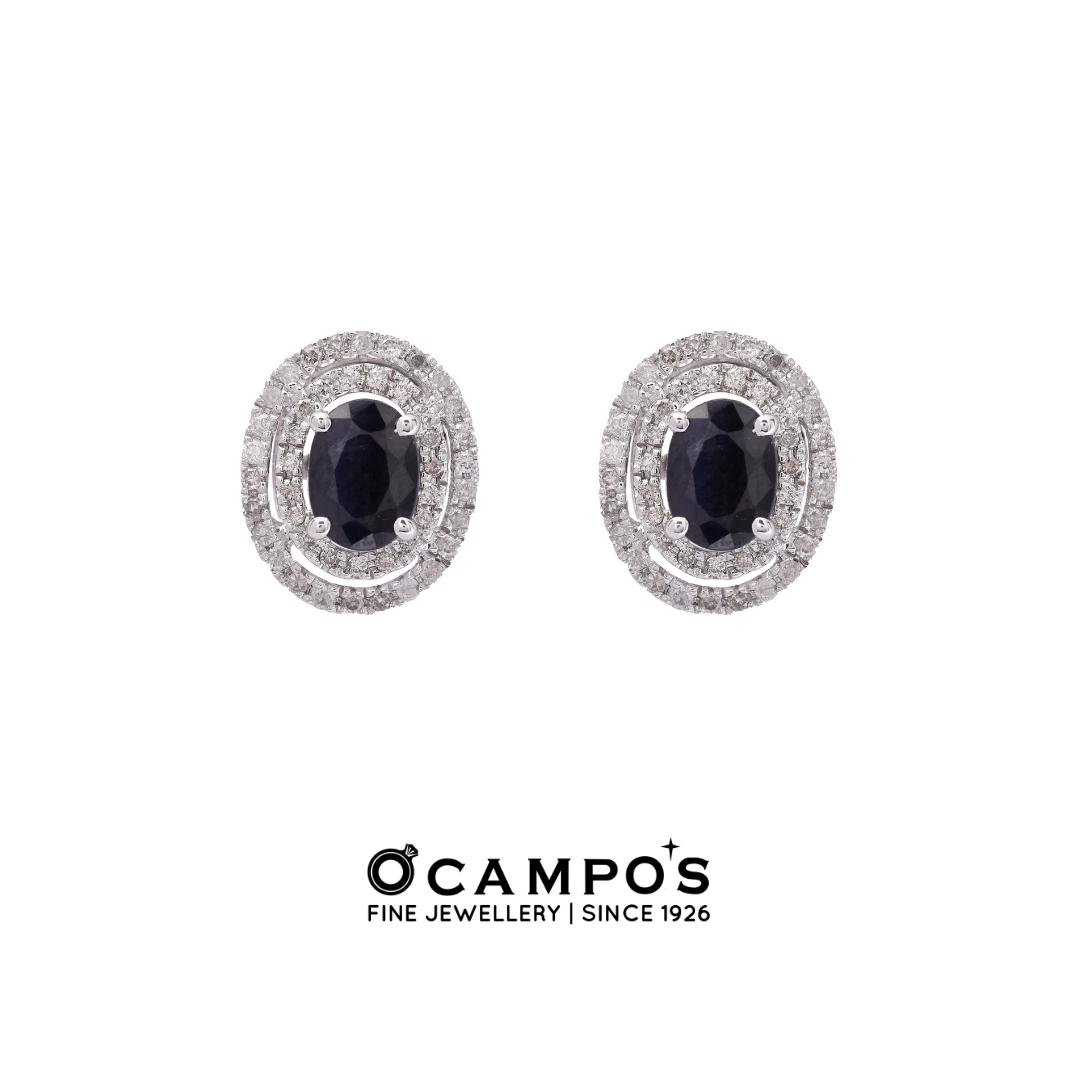 Blue Sapphire Celeste with Diamonds Earrings