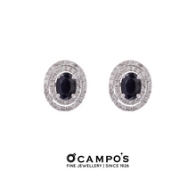 Load image into Gallery viewer, Blue Sapphire Celeste with Diamonds Earrings
