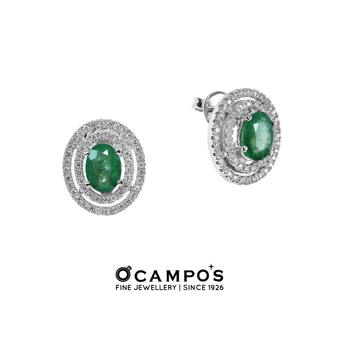 Emerald Celeste with Diamonds Earrings