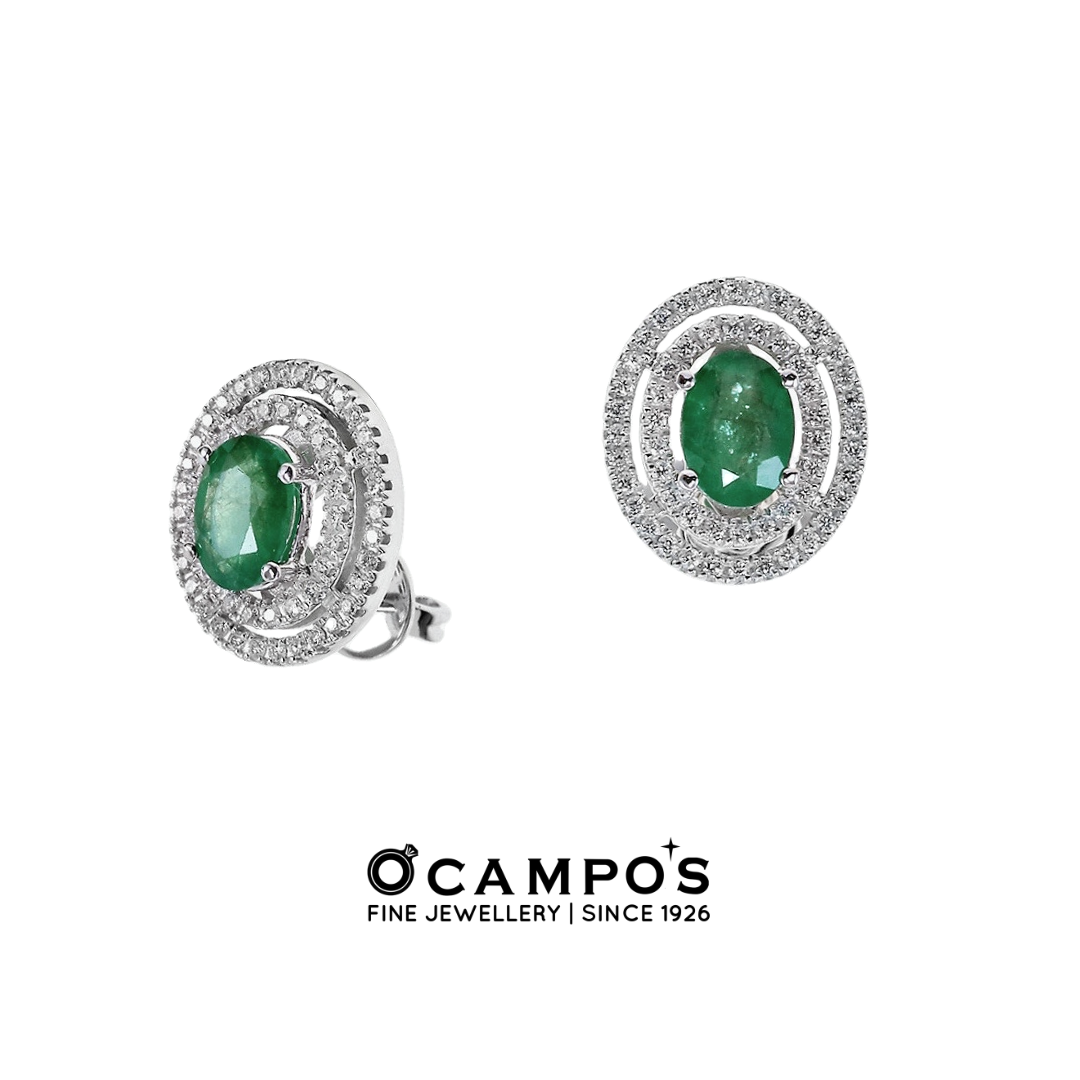 Emerald Celeste with Diamonds Earrings