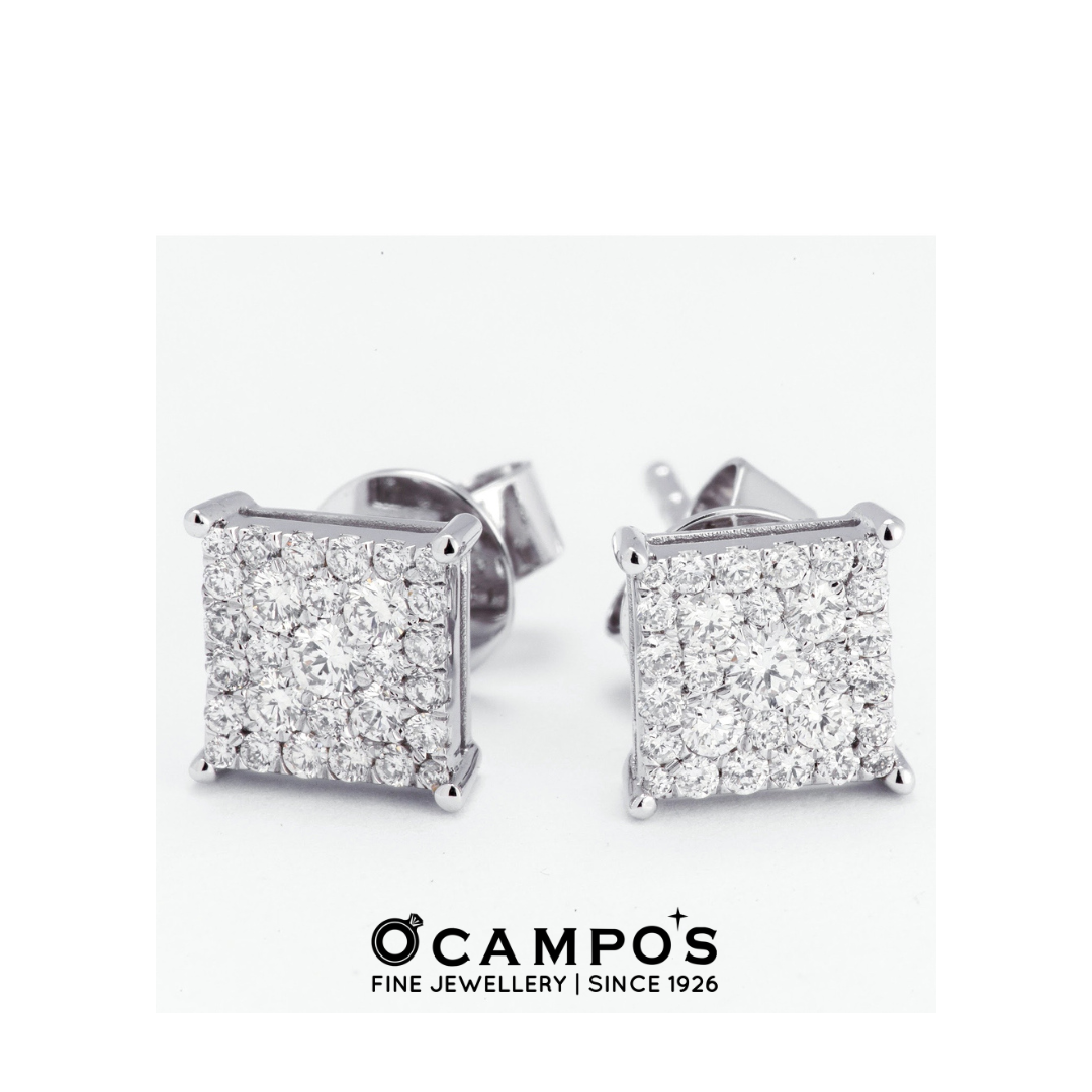 Duchess Illusion Diamond Earrings - White Gold