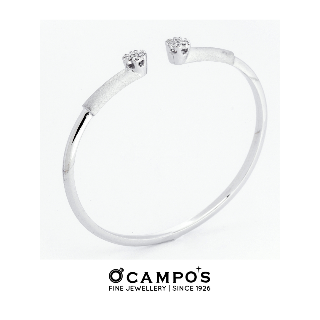 Dahlia Diamond Bangle - White Gold