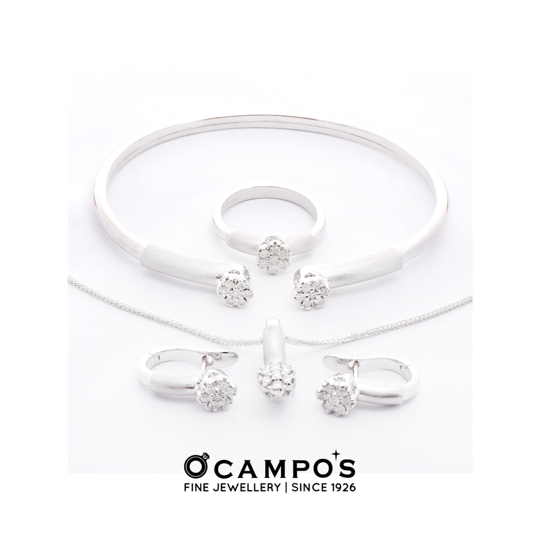 Dahlia Diamond Bangle - White Gold