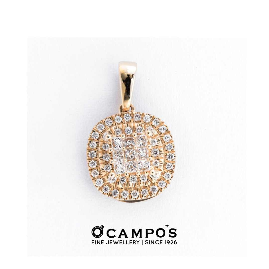 Princess Illusion Diamond Pendant - Yellow Gold