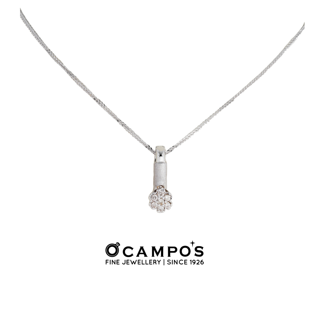 Dahlia Diamond Pendant - White Gold