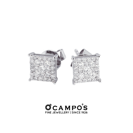 Duchess Illusion Diamond Earrings - White Gold