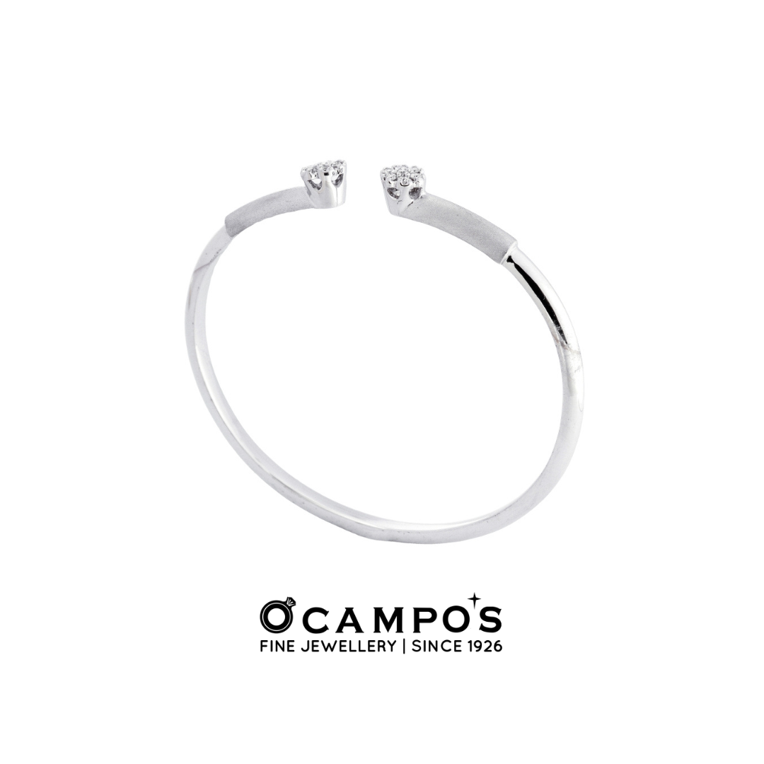 Dahlia Diamond Bangle - White Gold