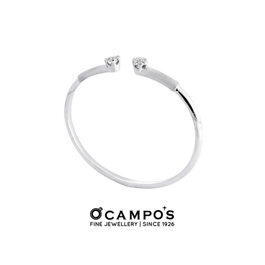 Dahlia Diamond Bangle - White Gold