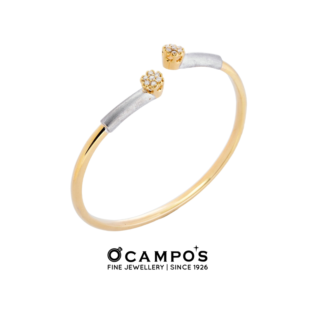 Dahlia Diamond Bangle - Yellow Gold