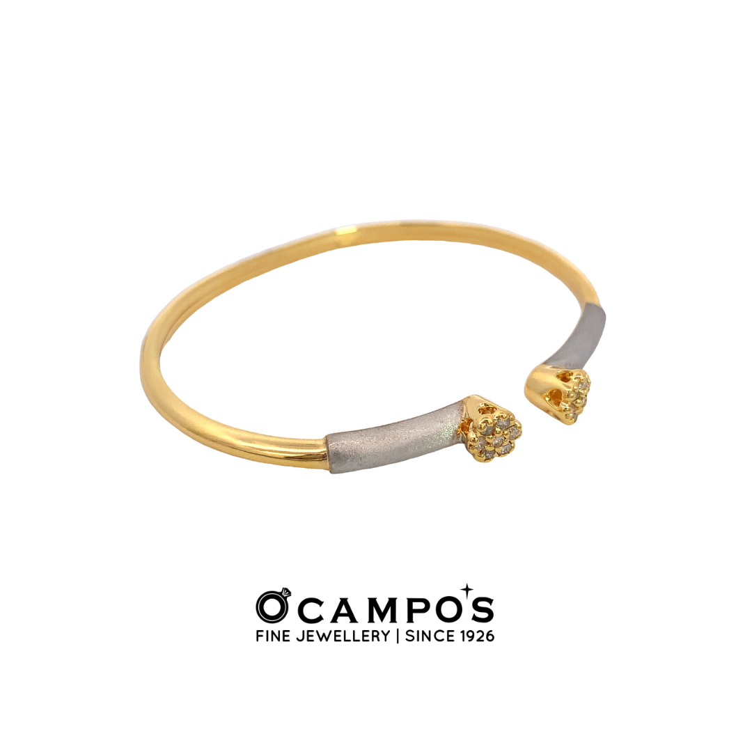 Dahlia Diamond Bangle - Yellow Gold