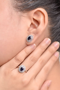 Blue Sapphire Celeste with Diamonds Earrings
