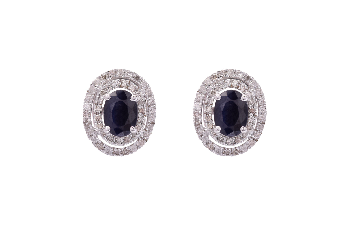 Blue Sapphire Celeste with Diamonds Earrings