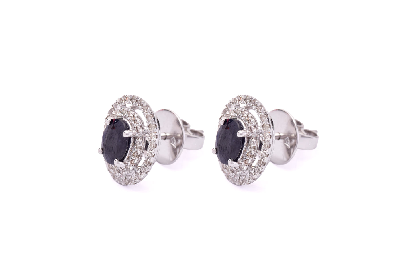 Blue Sapphire Celeste with Diamonds Earrings