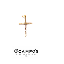 Load image into Gallery viewer, OCAMPOS FINE JEWELLERY PIA PENDANT 14K YELLOW GOLD 2TNE CROSS W/ IMAGE
