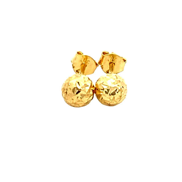 Stella Stud Earrings 18K Yellow Gold Balls Diacut Design (SOLD PER PIECE)