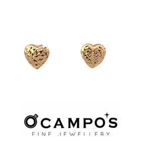 OCAMPOS FINE JEWELLERY EMBER EARRINGS 14K YELLOW GOLD STUD HEART DCUT DESIGN