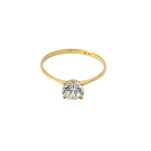 OCAMPOS FINE JEWELLERY 18K YELLOW GOLD ENGAGEMENT RING W/CZ S-6.75