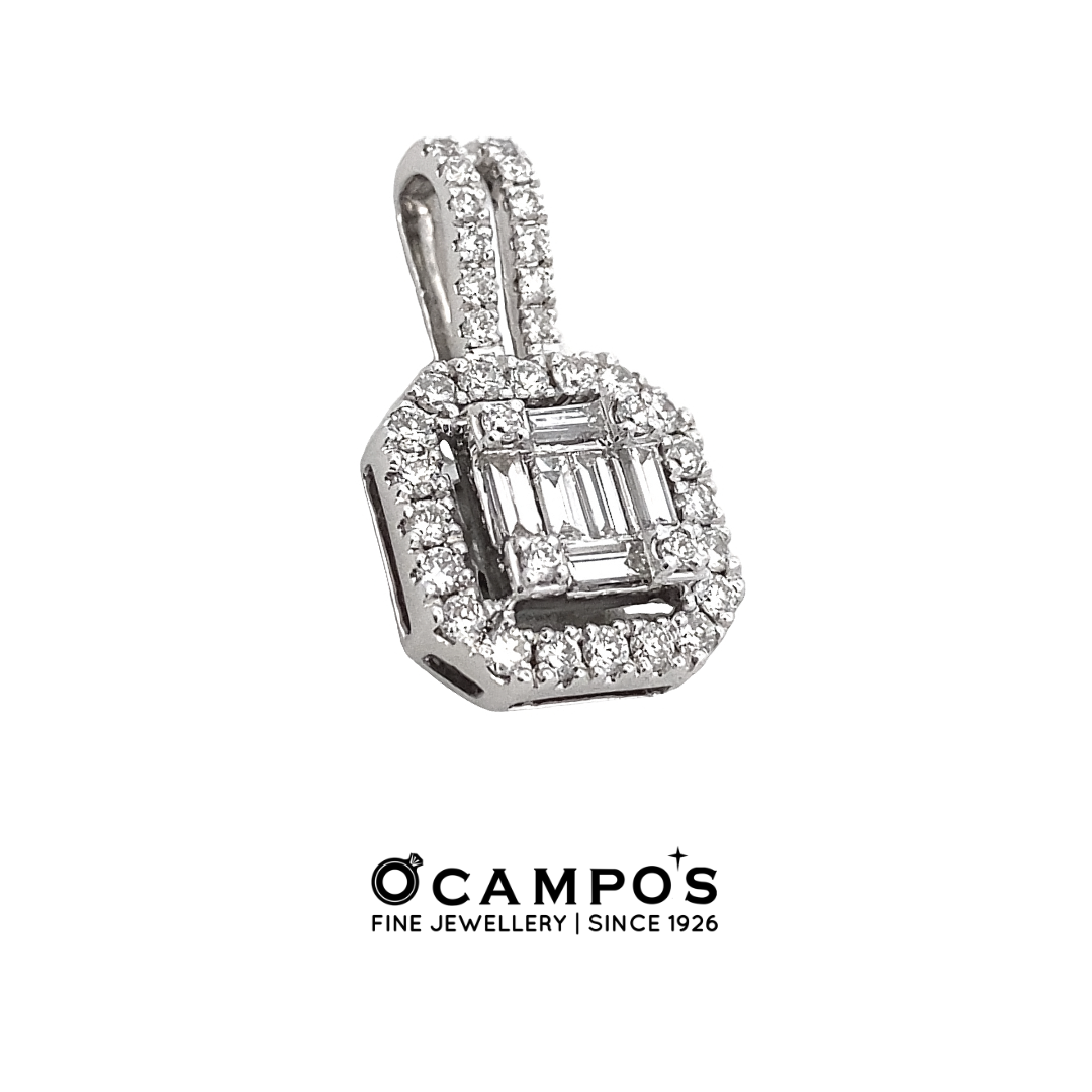 Princess Baguette Cut Diamond Pendant White Gold Ocampo's Fine