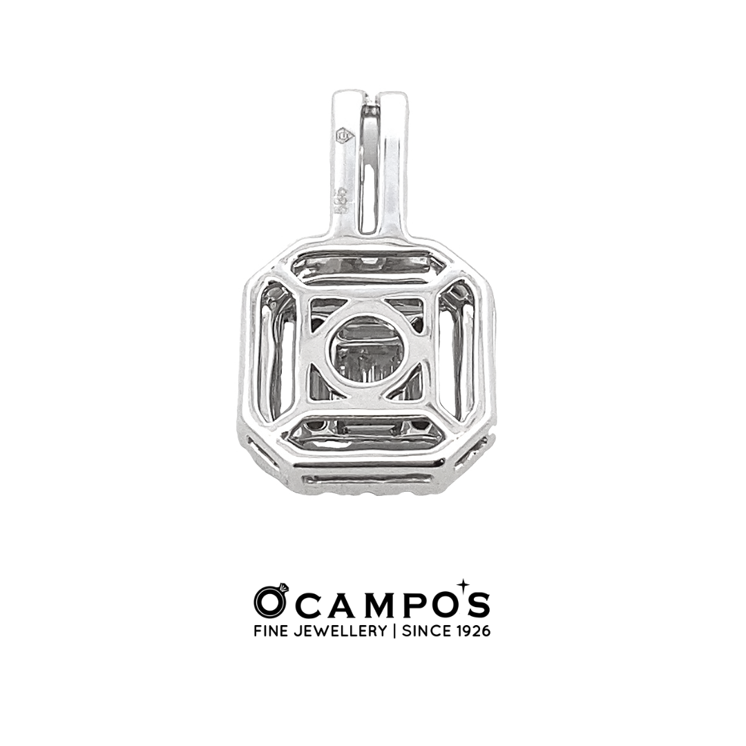 Princess Baguette Cut Diamond Pendant White Gold Ocampo's Fine