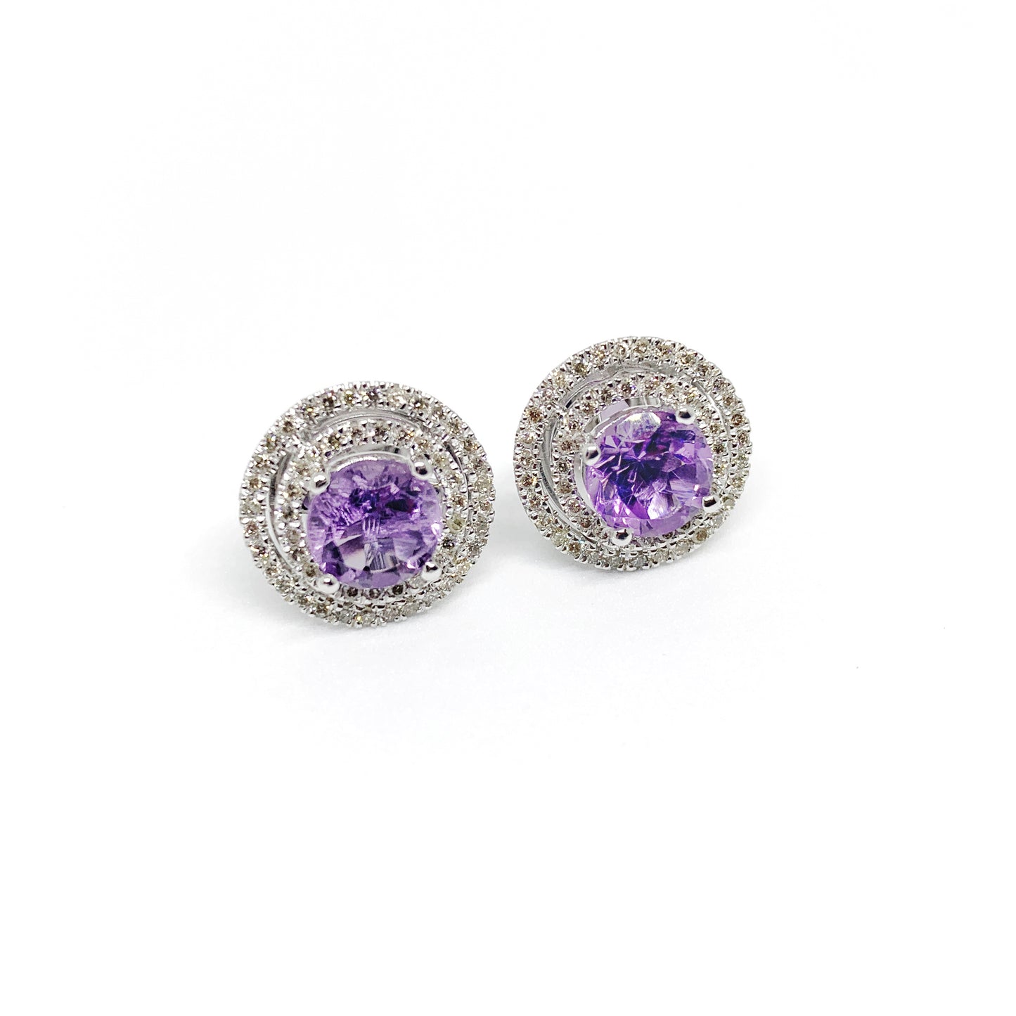 Round Amethyst Celeste 14k White Gold with Diamond | Ocampo's Fine Jewellery