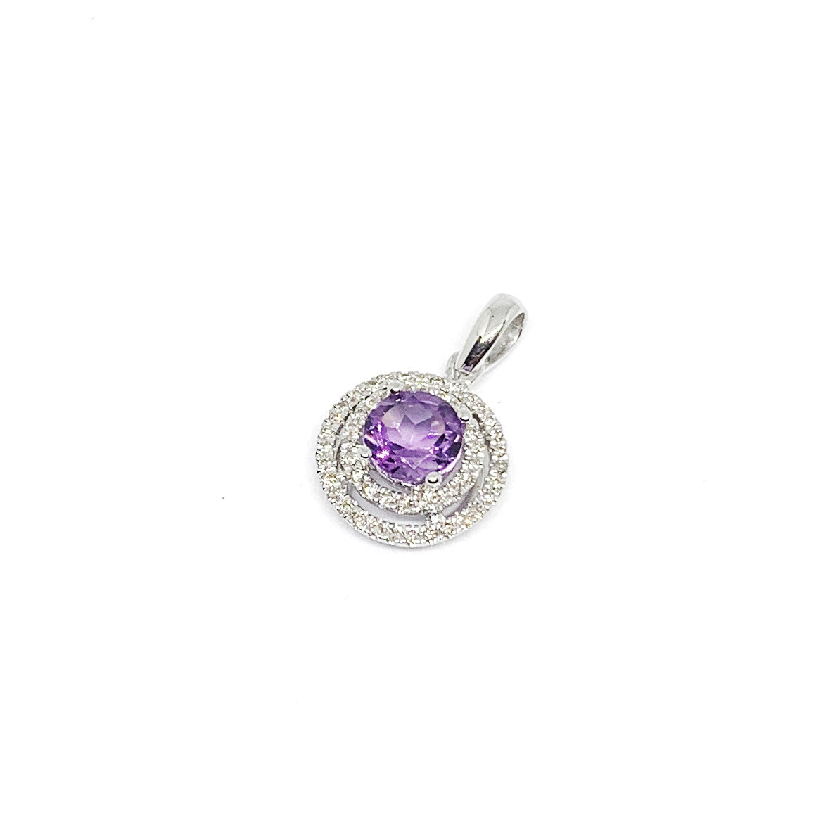 Round Amethyst Celeste 14k White Gold with Diamond | Ocampo's Fine Jewellery