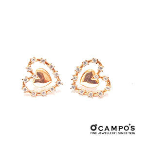 Penelope 18k Rose Gold Heart Stud Earrings | Ocampo's Fine Jewellery