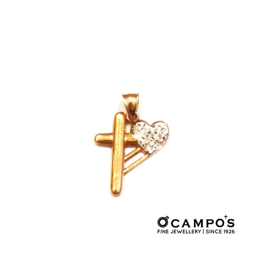 Emma 18k Two TOne Gold Cross and Heart Pendant | Ocampo's Fine Jewellery