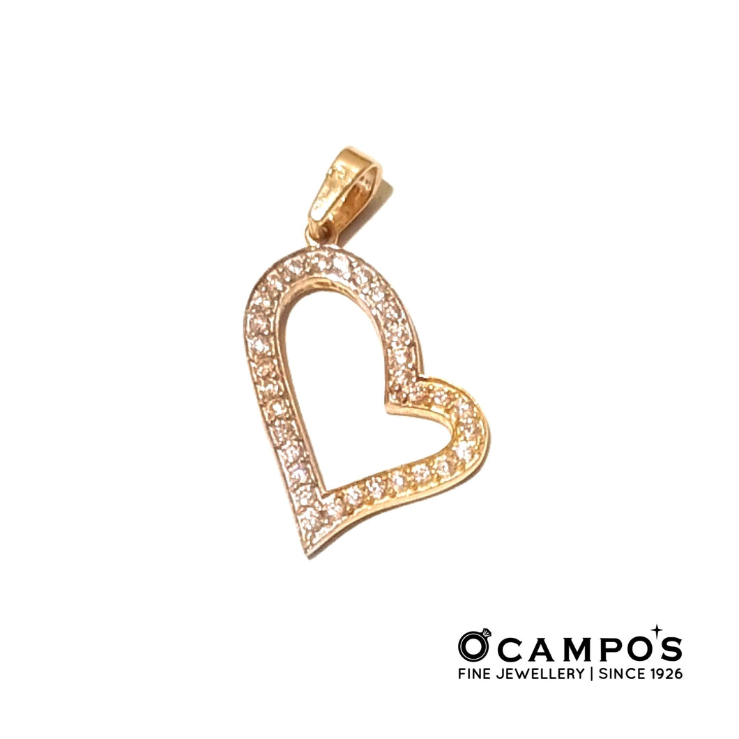 Lucy 14k Two Tone Heart Pendant with Zirconia Stone | Ocampo's Fine Jewellery