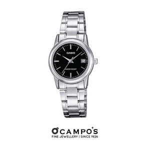 CASIO BLACK DIAL STAINLESS STEEL LADIES WATCH ORIGINAL | Ocampo's Fine Jewellery