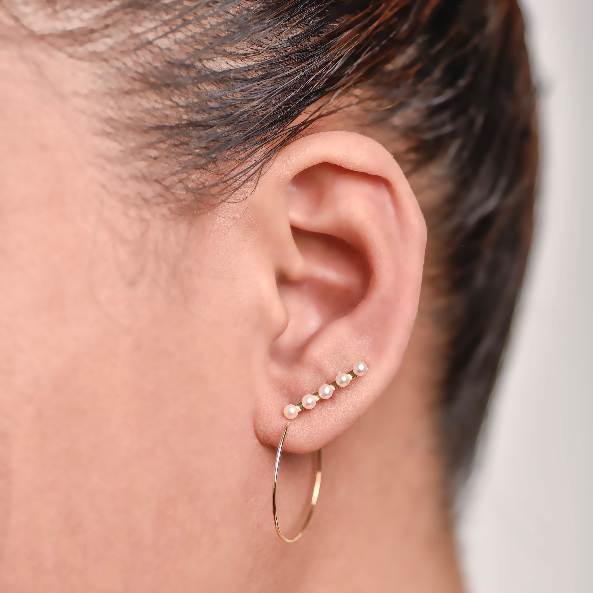 Eichi 10k Yellow Gold Hoop Earrings with Pearl | Ocampo's Fine Jewellery