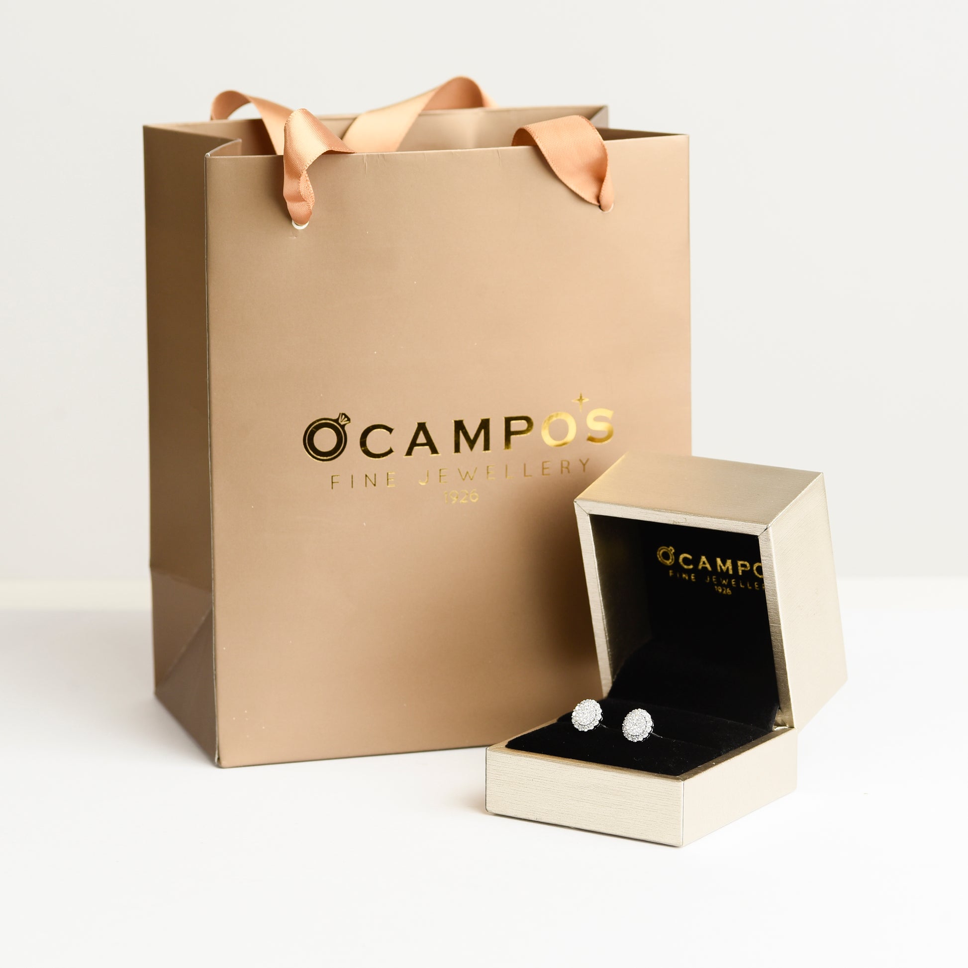 Sunshine 14k White Gold Diamond Stud Earrings | Ocampo's Fine Jewellery