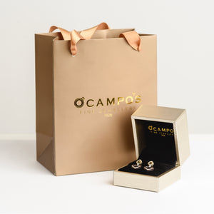 Holly 18k Tri Color Gold with Diamond Dangling Earrings | Ocampo's Fine Jewellery