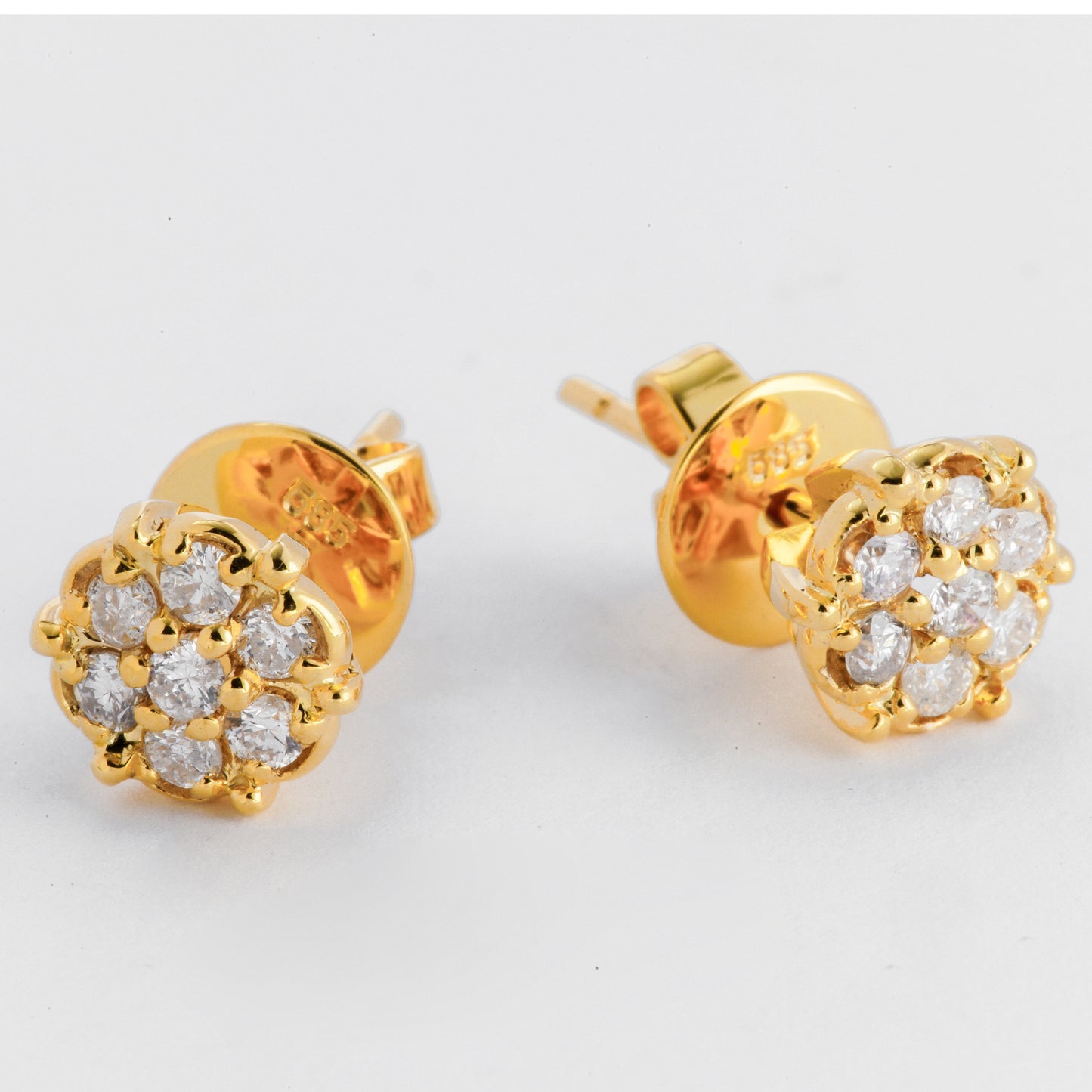 Rosa 14k Yellow Gold Diamond Stud Earrings | Ocampo's Fine Jewellery