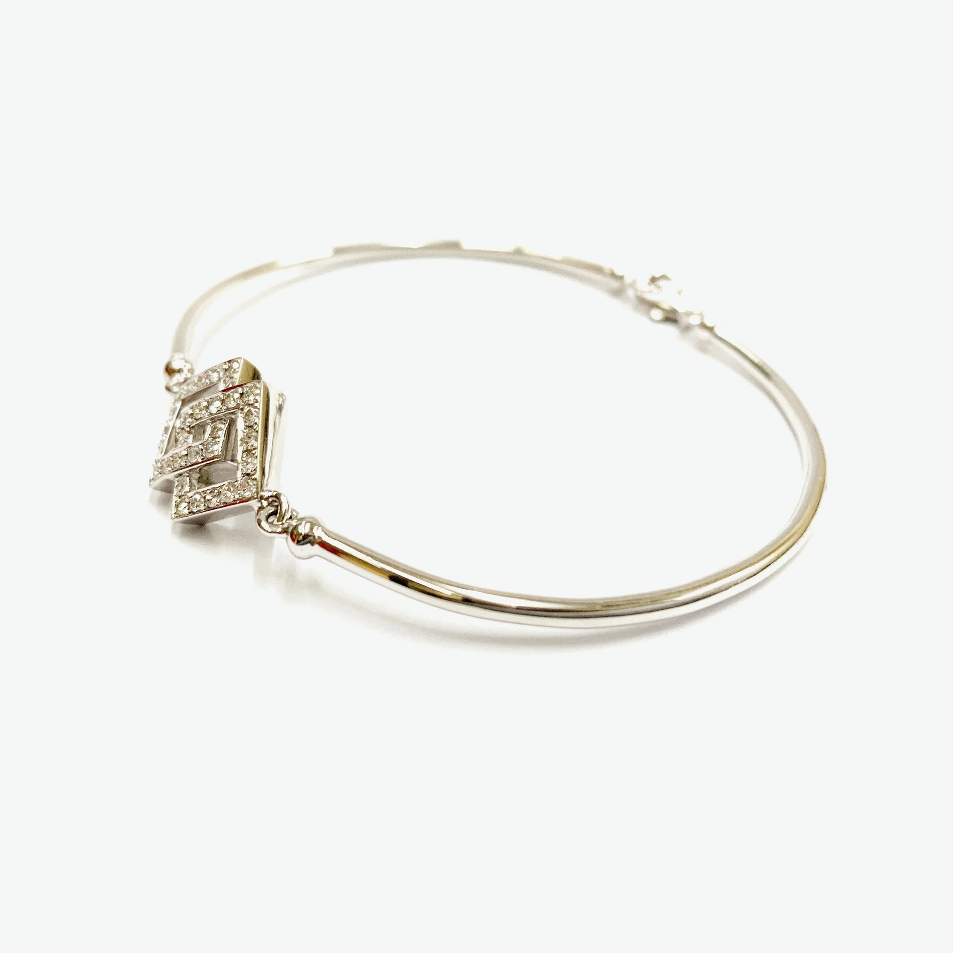 Audrey 14K White Gold Bangle Bracelet with Diamond | Ocampo's Fine Jewellery