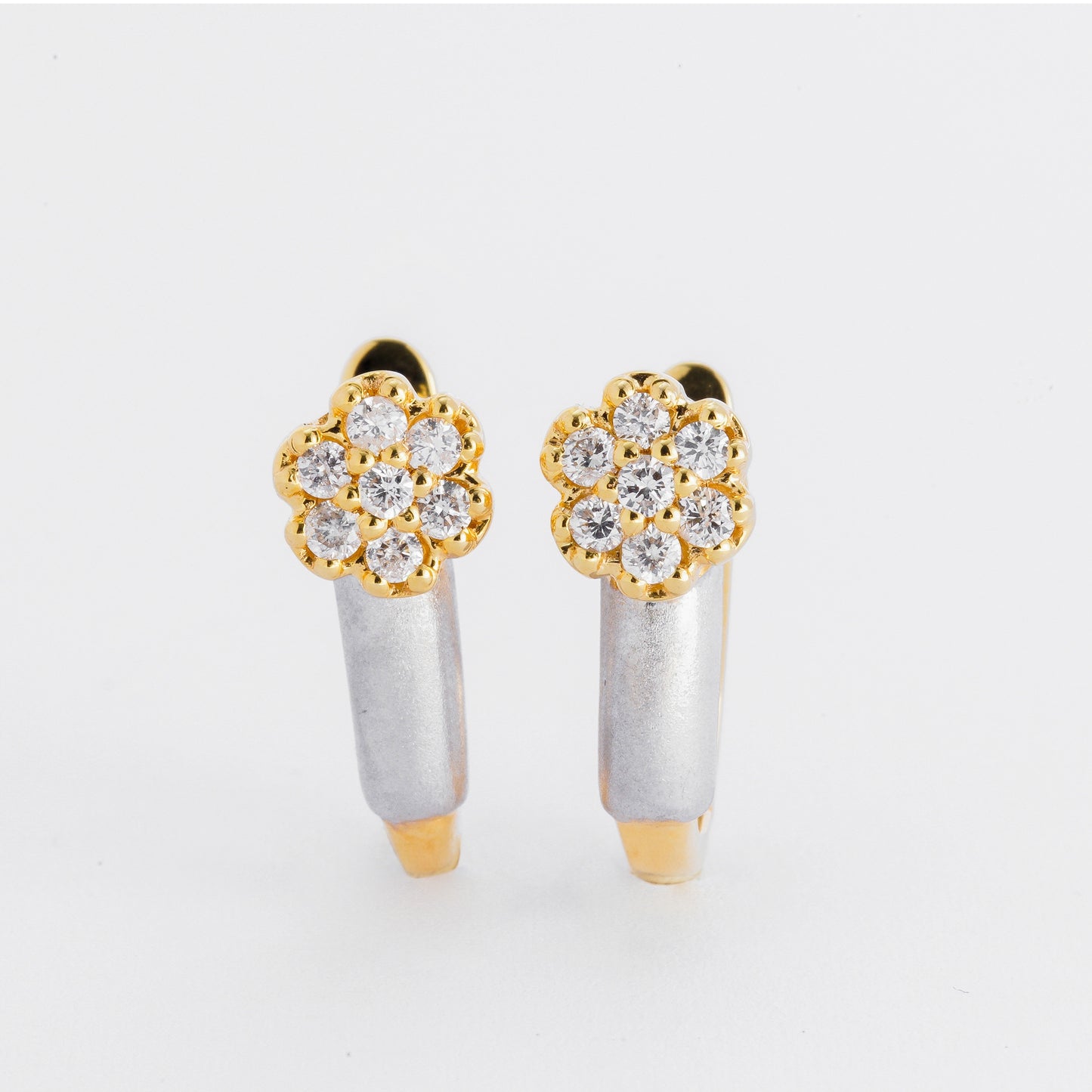 Dahlia 14k Two Tone Gold Drop Earrings with Diamond | Ocampo's Fine Jewellery