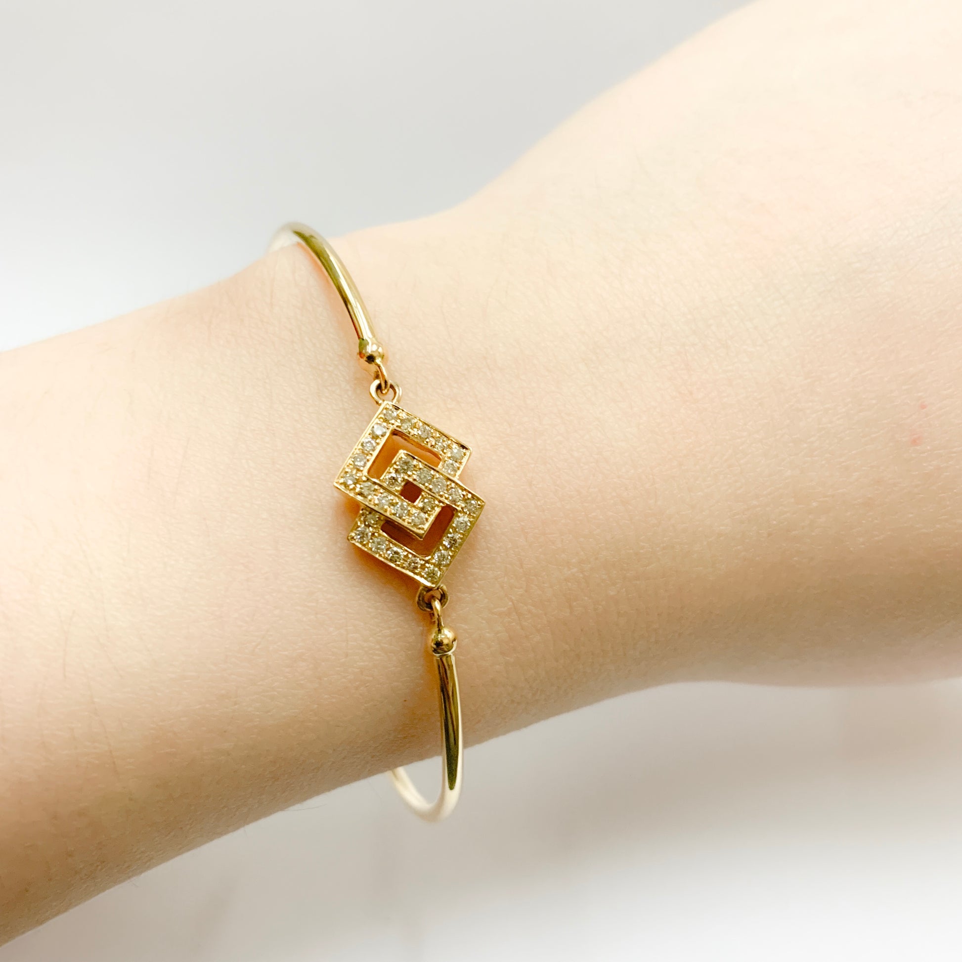 Audrey 14K Yellow Gold Bangle Bracelet with Diamond | Ocampo's Fine Jewellery