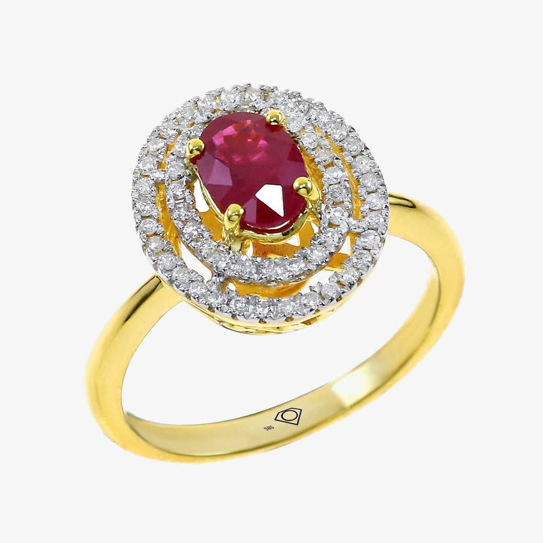 Ruby Celeste 14k Yellow Gold Ring With Diamond | Ocampo's Fine Jewellery